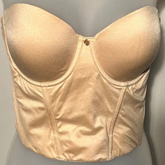 Betsey Johnson NUDE TAN STRAPLESS CORSET BUSTIER SZ 34C